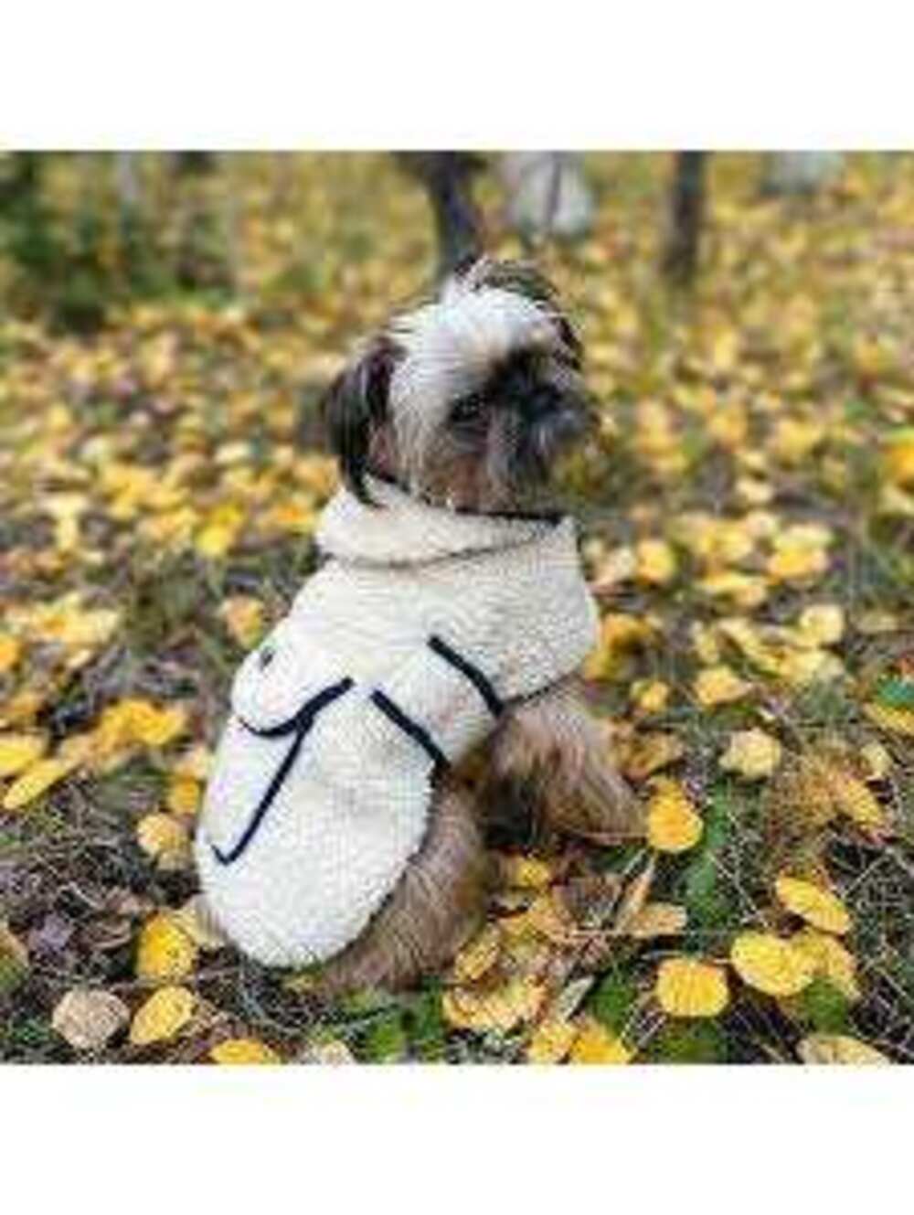 L.L.Bean Sherpa Fleece Dog Coat Cream Ivory Cozy Warm Pet Jacket Size S